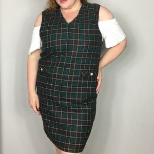 Vintage Plus Size Plaid Pencil Dress